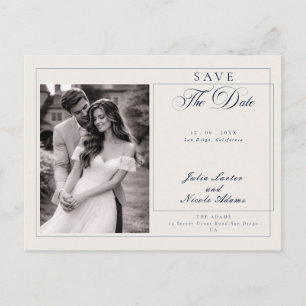 Carte Postale Classique Bleu Marine Ivoire Calligraphie Sauvegar