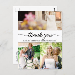 Carte Postale Classique Chic Mariage Photos Merci Script