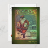 Carte postale classique de Noël avec Père Noël (Devant / Derrière)