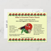 Carte postale classique de sauce aux pâtes gourman (Devant / Derrière)