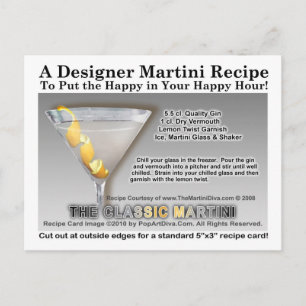 Carte postale classique Gin Martini Recette