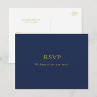 Classique Minimaliste Bleu Nuit | Or Mariage RSVP