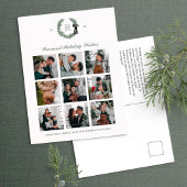 Carte postale classique Monogram Wreath Crest Holi