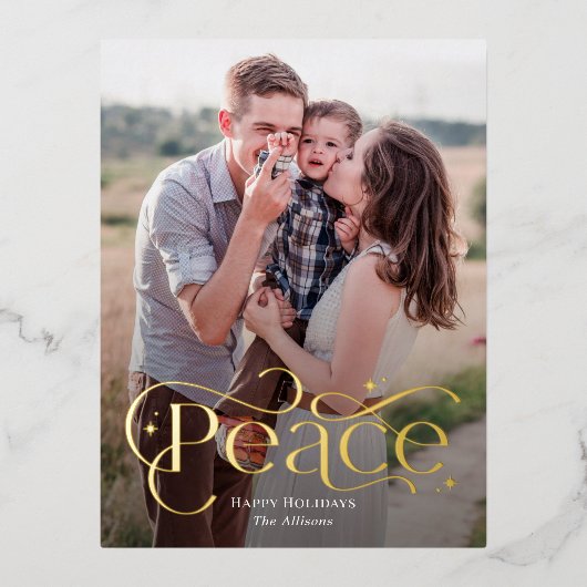 Carte postale classique Peace Foil Photo Holiday (Recto)