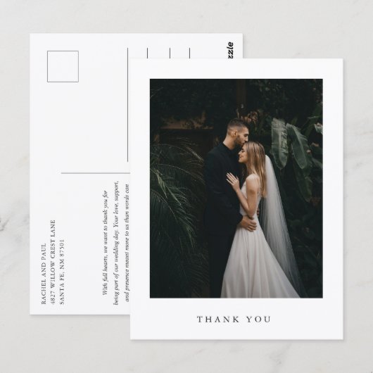 Carte Postale Classique Photo de Mariage Formel Merci Éternel (Devant / Derrière)