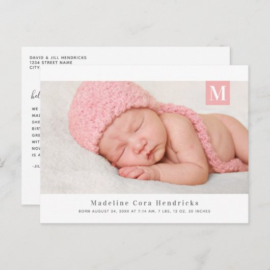 Carte postale classique pour filles Monogrammes Fa (Devant / Derrière)