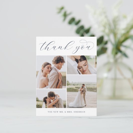 Carte Postale Classique quatre | Merci de Mariage multiphoto (Debout devant)