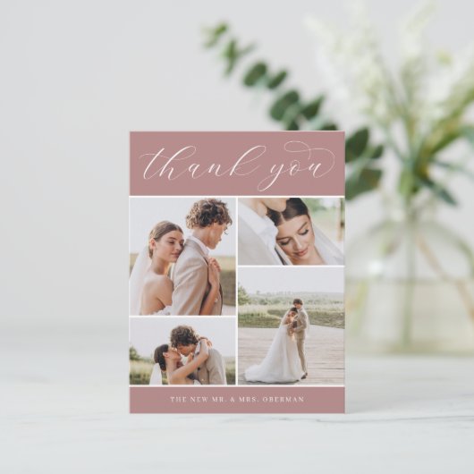 Carte Postale Classique quatre | Merci de Mariage multiphoto (Debout devant)