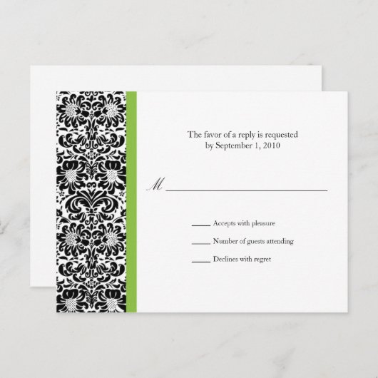 Carte postale classique RSVP Damask (Devant / Derrière)