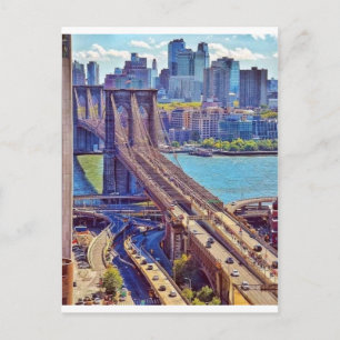 Carte Postale Classique Skyline du Pont de Brooklyn de New York