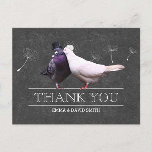 Carte Postale Classy Chalkboard M. et Mme Birds Merci (Devant)