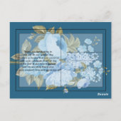 Carte Postale Classy Chic bleu floral Merci (Dos)