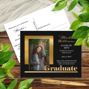 Carte Postale Classy Elegant Gold Texte Gradué 1 Photo Noir