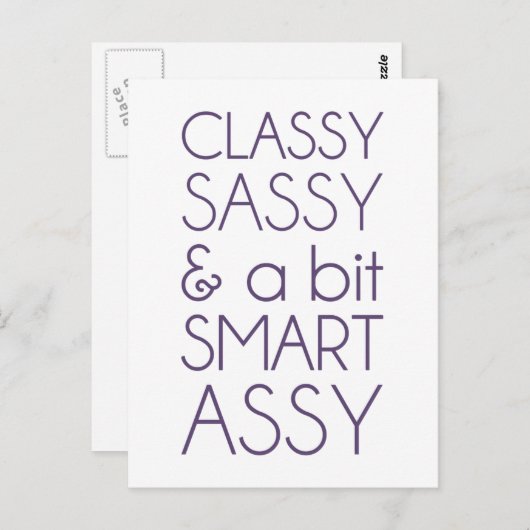 Carte Postale Classy Sassy et un peu Smart Assy (Devant / Derrière)