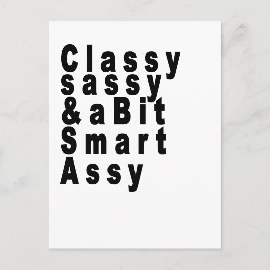 Carte Postale Classy Sassy et un peu Smart Assy Tshirts.png (Devant)