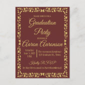 Carte Postale Classy Stylish Gold sur l'Invitation de graduation (Devant)
