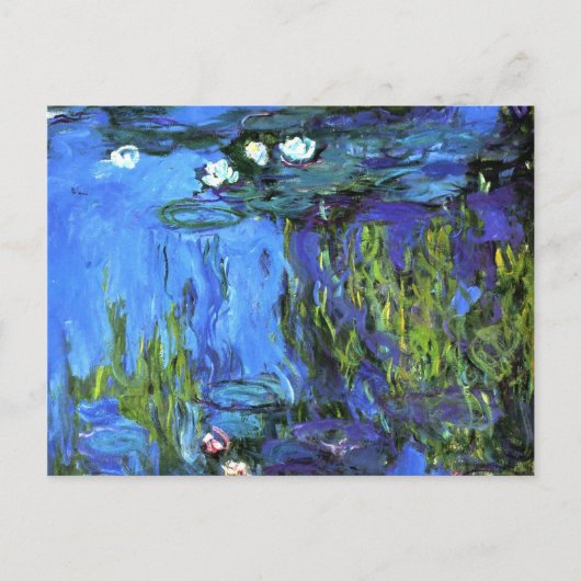 Carte Postale Claude Monet art : Water-Lilies, indigo bleu (Devant)