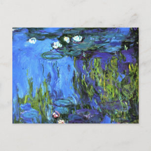 Carte Postale Claude Monet art : Water-Lilies, indigo bleu