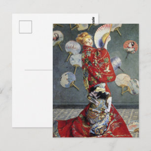 Carte Postale Claude Monet Camille en kimono japonais rouge Art