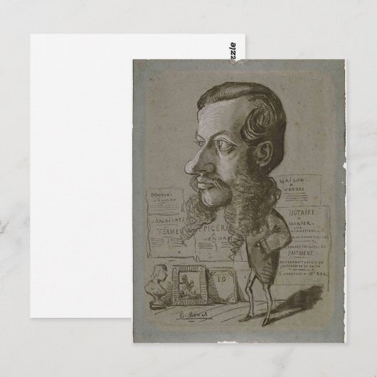 Carte Postale Claude Monet Caricature de L? on Manchon c. 1855-1 (Devant / Derrière)