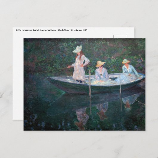 Carte Postale Claude Monet - Dans le bateau norvégien à Giverny (Devant / Derrière)
