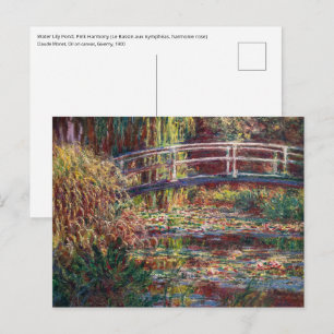 Carte Postale Claude Monet - Eau Lily étang, Harmonie rose