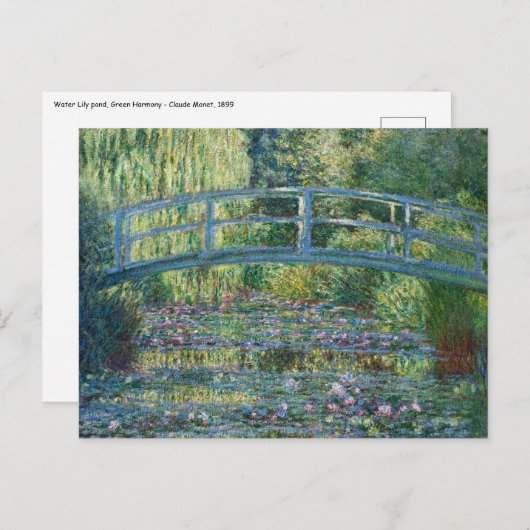 Carte Postale Claude Monet - Eau Lily étang, Harmonie verte (Devant / Derrière)