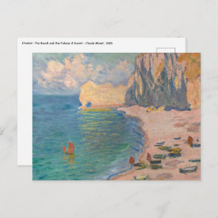 Carte Postale Claude Monet - Etretat : Plage et Falaise d'Amont