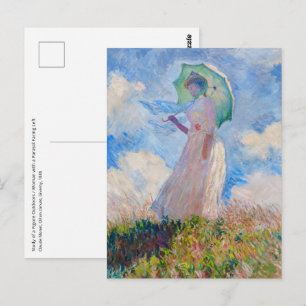 Carte Postale Claude Monet - Femme à l'omrelle tournée vers la g