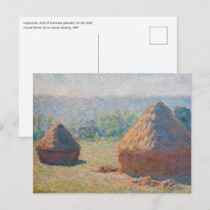 Carte Postale Claude Monet - Haystacks, fin de l'été