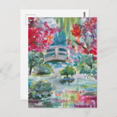 Carte Postale Claude Monet jardin ponton pont peinture Jigsaw Pu (Devant / Derrière)