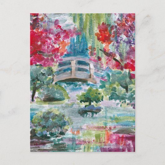 Carte Postale Claude Monet jardin ponton pont peinture Jigsaw Pu (Devant)