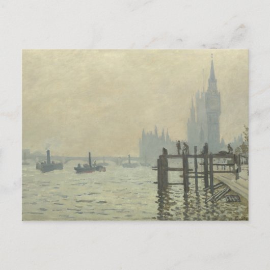Carte Postale Claude Monet - La Tamise à Westminster (Devant)