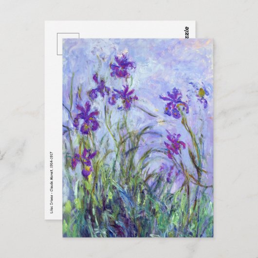 Carte Postale Claude Monet - Lilac Irises / Iris Mauves (Devant / Derrière)
