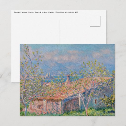 Carte Postale Claude Monet - Maison de jardinier à Antibes (Devant / Derrière)