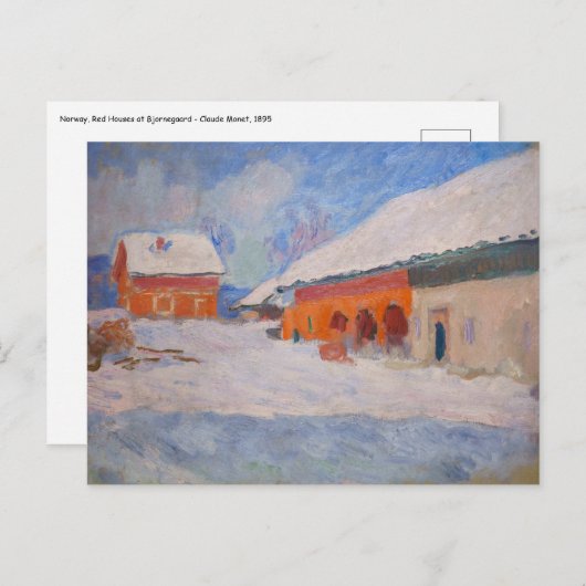Carte Postale Claude Monet - Norvège, Maisons Rouges à Bjornegaa (Devant / Derrière)
