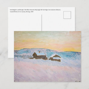 Carte Postale Claude Monet - Paysage de Norvège, Maisons Bleues