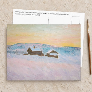 Carte Postale Claude Monet - Paysage norvégien, Maisons bleues