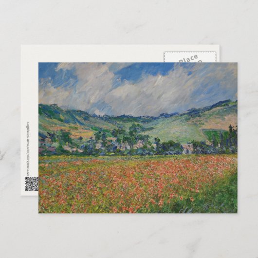 Carte Postale Claude Monet Peinture, Champ de coquelicots à Give (Devant / Derrière)