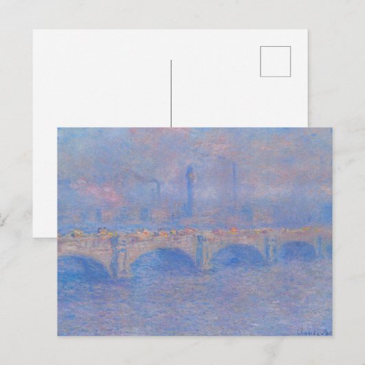 Carte Postale Claude Monet Pont de Waterloo Impression Soleil Ar (Devant / Derrière)