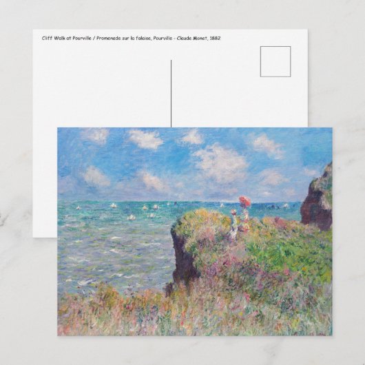 Carte Postale Claude Monet - Promenade Cliff à Pourville (Devant / Derrière)
