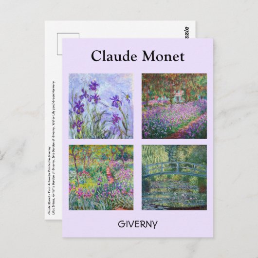 Carte Postale Claude Monet - Sélection de chefs-d'oeuvre Giverny (Devant / Derrière)