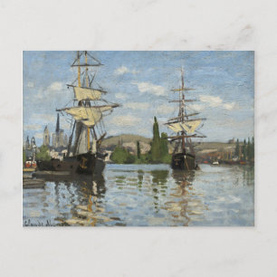 Carte Postale Claude Monet Ships on the Seine River Travel Art