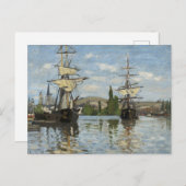 Carte Postale Claude Monet Ships on the Seine River Travel Art (Devant / Derrière)