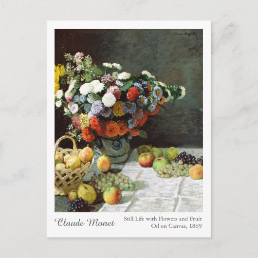 Carte Postale Claude Monet Still Life avec Fleurs et Fruits (Devant)
