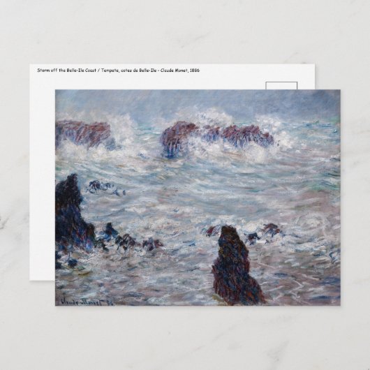 Carte Postale Claude Monet - Tempête au large de la côte de Bell (Devant / Derrière)