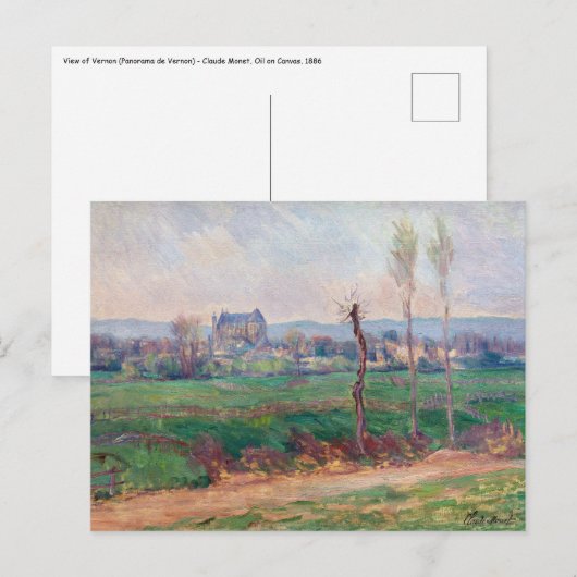 Carte Postale Claude Monet - Vue de Vernon (Devant / Derrière)