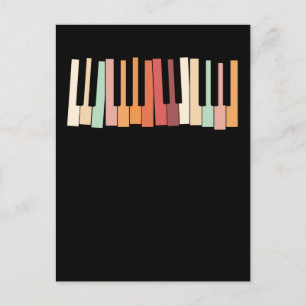 Carte Postale Clavier de piano coloré Touches Rétro Pianiste