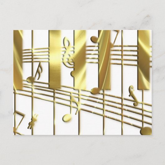 Carte Postale Clavier de piano en or (Devant)