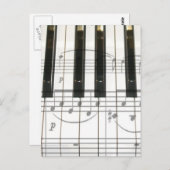 Carte Postale Clavier de piano et notes musicales (Devant / Derrière)